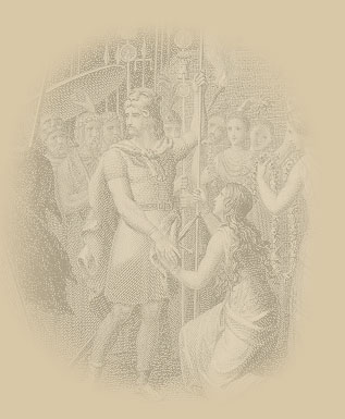 »Hermanns Schlacht«. Kupferstich nach SCHNORR VON CAROLSFELD. In: Klopstocks Sämmtliche Werke, 1823.